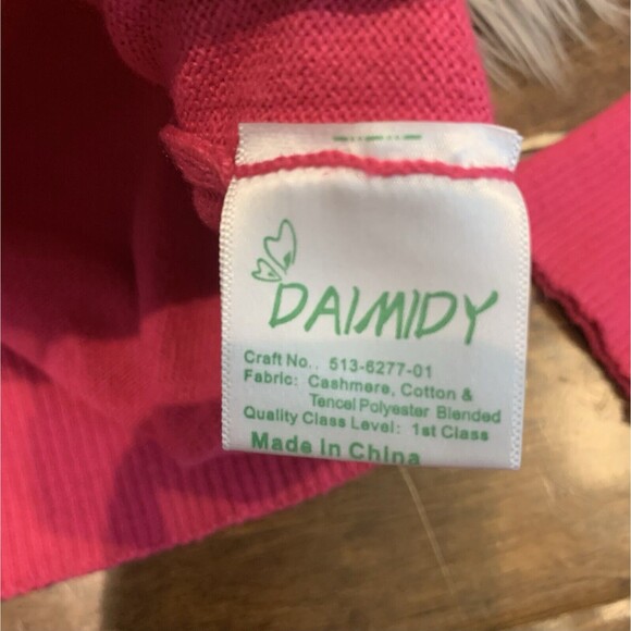 Daimidy Womens Sweater Long Sleeve Cashmere V Neck Pink Size Large Tight Knot - Picture 2 of 3